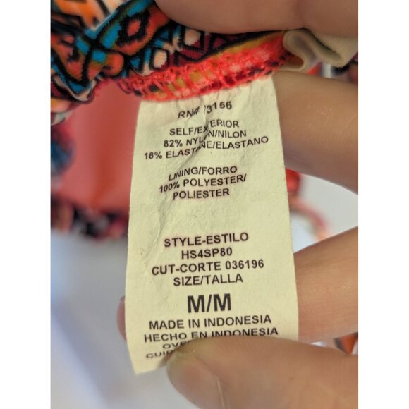 Hobie Womens Halter Bikini Top M/M Aztec Print Nylon/Polyester Multicolor Adjust - Picture 5 of 5